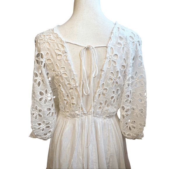 Free People Bella Note White Eyelet Mini Dress S - Picture 9 of 13